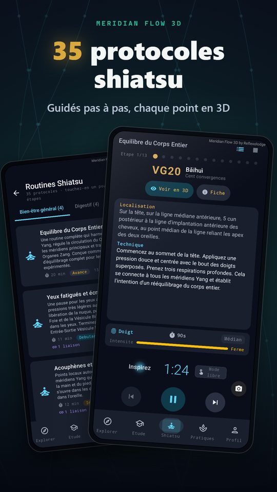 35 protocoles shiatsu — Guidés pas à pas, chaque point en 3D